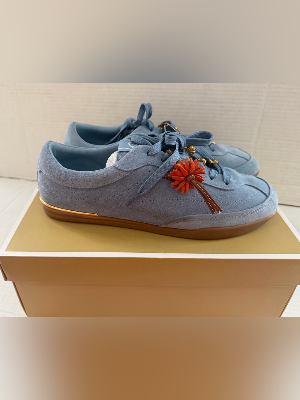Michael Kors Women’s Almond Toe Nolan Lace-Up Sneakers Chambray Blue Shoes 9.5